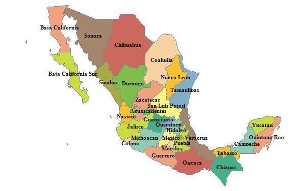 map of Mexico প্রদেশে