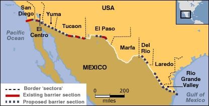 map of the mexican সীমানা