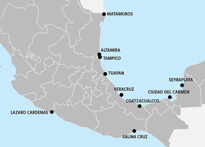 map of Mexico পোর্ট