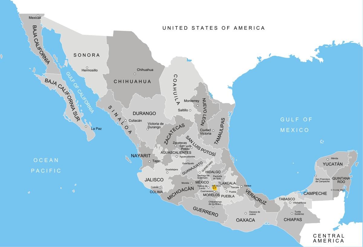 map of Mexico বিভাগের