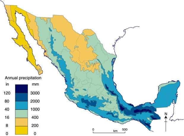 map of Mexico বৃষ্টি