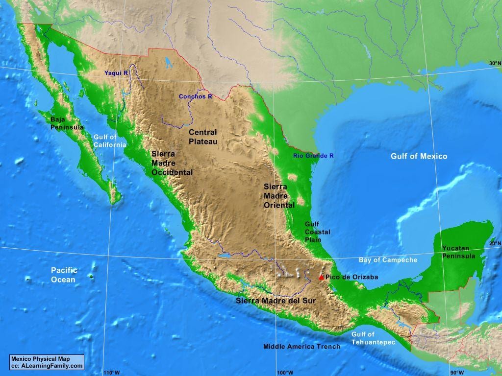map of Mexico ভূমিরূপের
