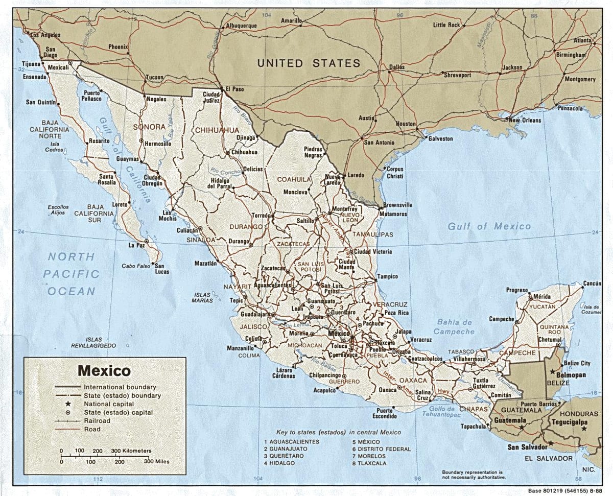 road map of Mexico