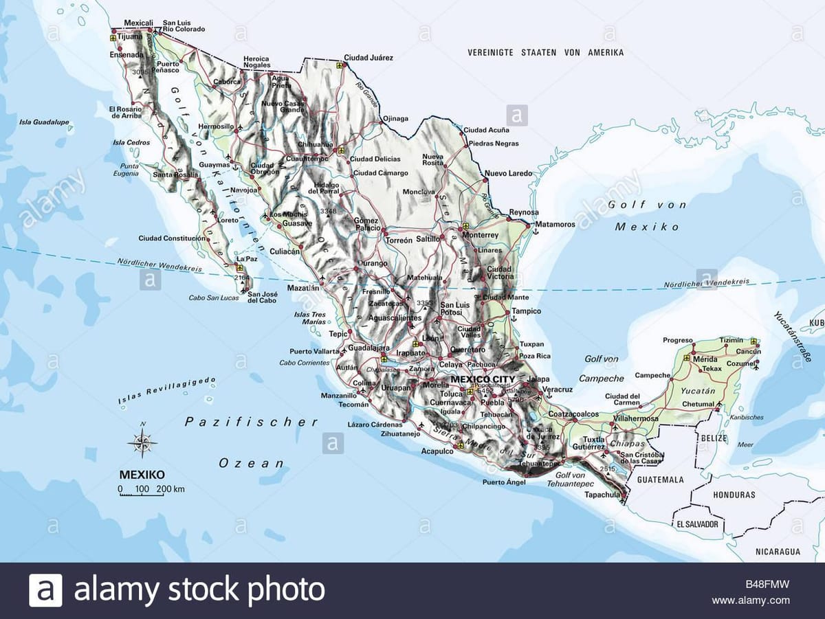map of Mexico মহাসাগর