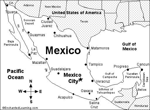 map of Mexico বিদ্যালয়