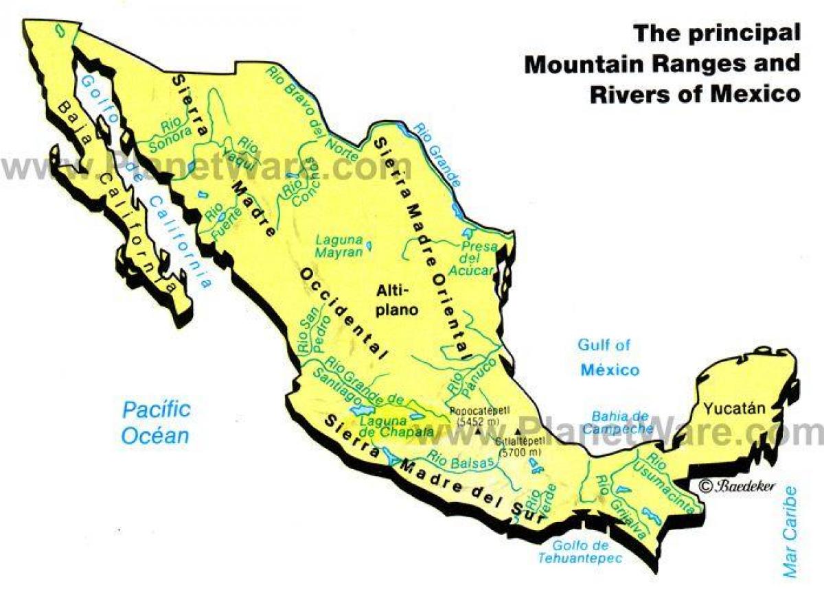 map of Mexico পর্বত রেঞ্জ