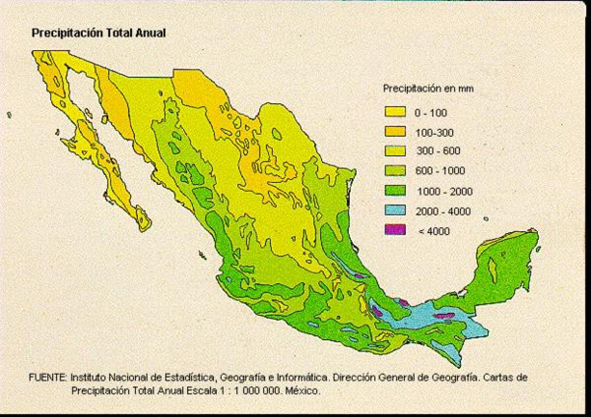 map of Mexico বৃষ্টিপাত