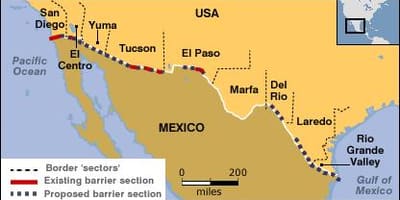 Map of the mexican সীমানা