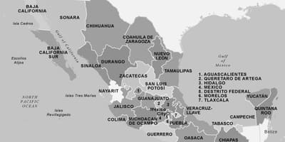 Map of Mexico, কালো এবং সাদা