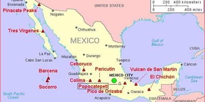 Map of Mexico আগ্নেয়গিরি