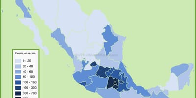 জনসংখ্যার ঘনত্ব মানচিত্র মেক্সিকো
