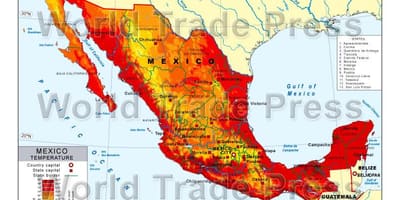 Map of Mexico তাপমাত্রা