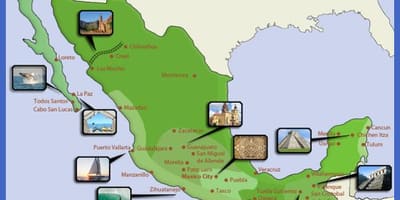 Map of Mexico পর্যটন গন্তব্যস্থল